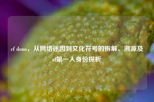 cf dono，从网络迷因到文化符号的拆解、溯源及cf第一人身份探析