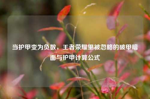 当护甲变为负数，王者荣耀里被忽略的破甲暗面与护甲计算公式