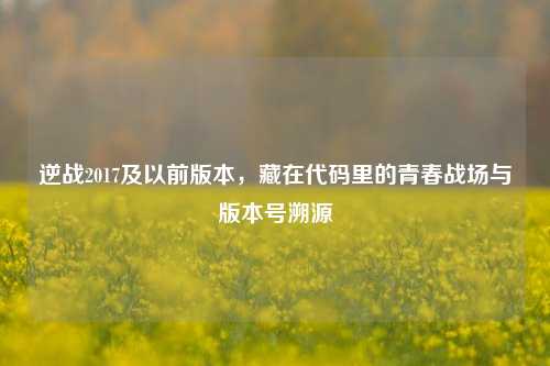 逆战2017及以前版本，藏在代码里的青春战场与版本号溯源
