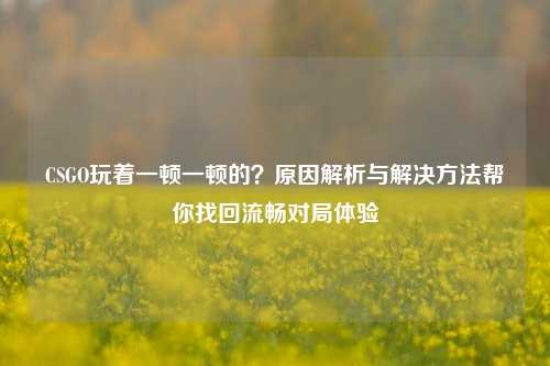 CSGO玩着一顿一顿的？原因解析与解决方法帮你找回流畅对局体验
