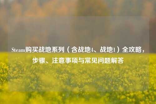 Steam购买战地系列（含战地4、战地1）全攻略，步骤、注意事项与常见问题解答