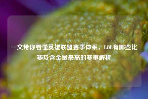 一文带你看懂英雄联盟赛事体系，LOL有哪些比赛及含金量最高的赛事解析