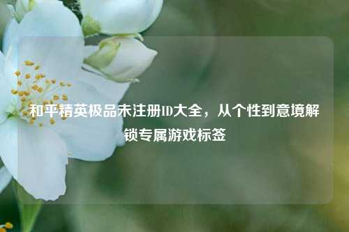 和平精英极品未注册ID大全，从个性到意境解锁专属游戏标签