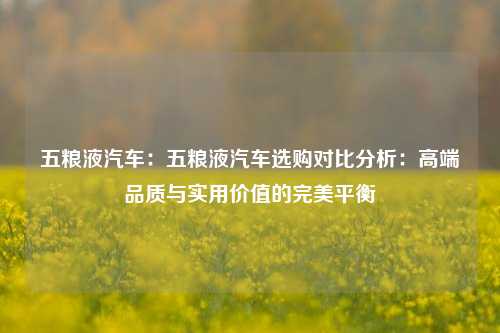 五粮液汽车：五粮液汽车选购对比分析：高端品质与实用价值的完美平衡