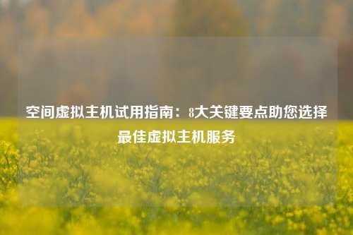 空间虚拟主机试用指南：8大关键要点助您选择最佳虚拟主机服务