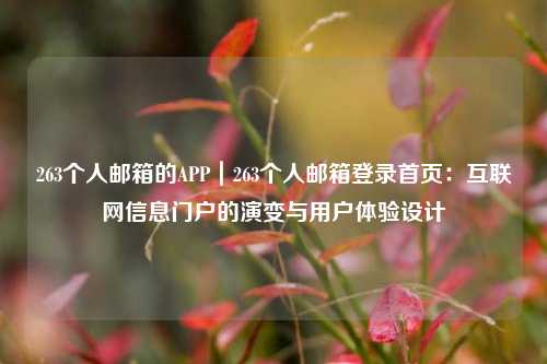 263个人邮箱的APP｜263个人邮箱登录首页：互联网信息门户的演变与用户体验设计